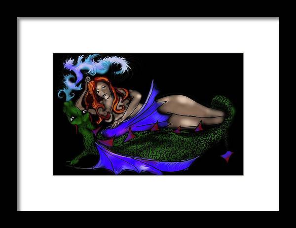 The Maiden and The Dragon - Framed Print