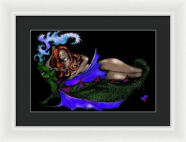 The Maiden and The Dragon - Framed Print