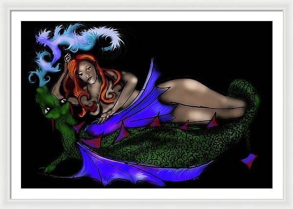 The Maiden and The Dragon - Framed Print