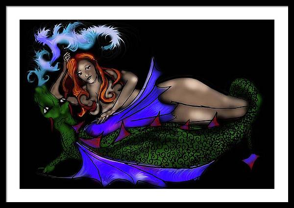 The Maiden and The Dragon - Framed Print