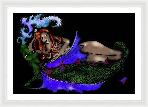 The Maiden and The Dragon - Framed Print