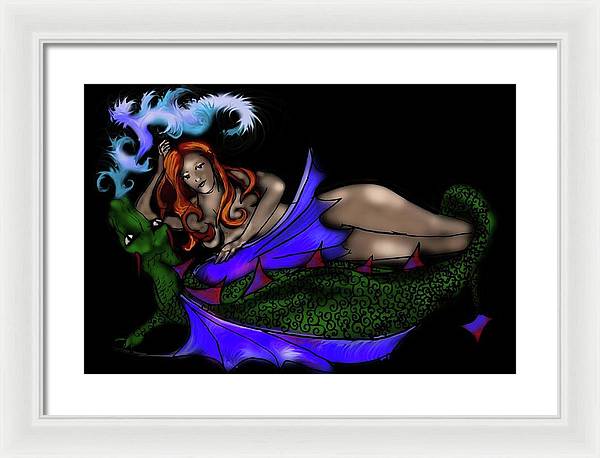 The Maiden and The Dragon - Framed Print