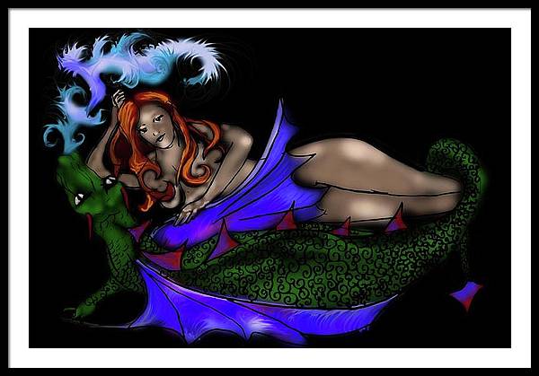 The Maiden and The Dragon - Framed Print