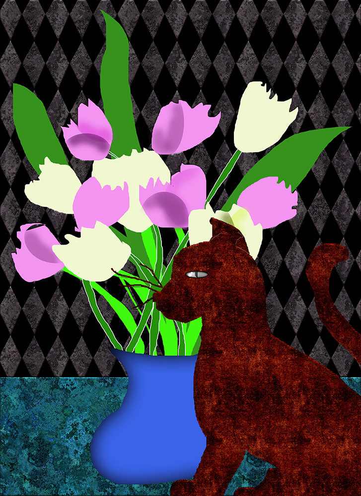 The Cat and The Tulips Digital Image Download