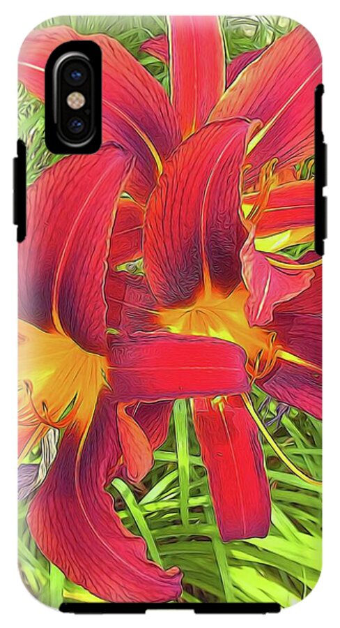 Three Red Tiger Lilies - Phone Case