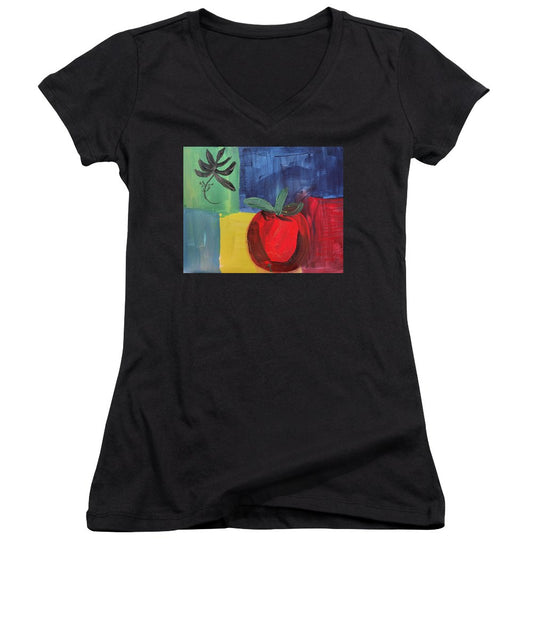 Tomato Basil Abstract - Women's V-Neck