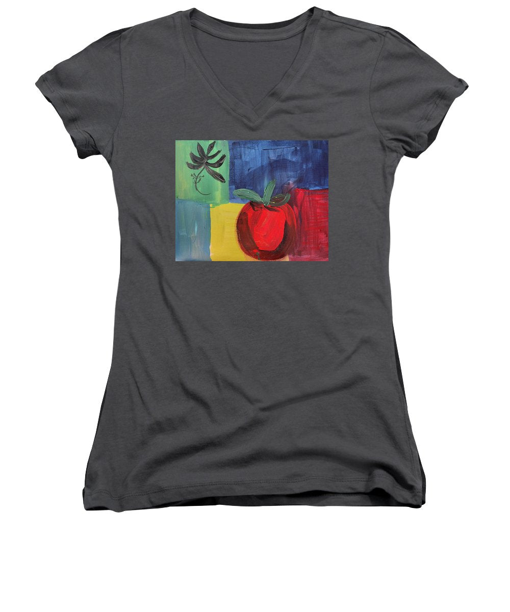 Tomato Basil Abstract - Women's V-Neck