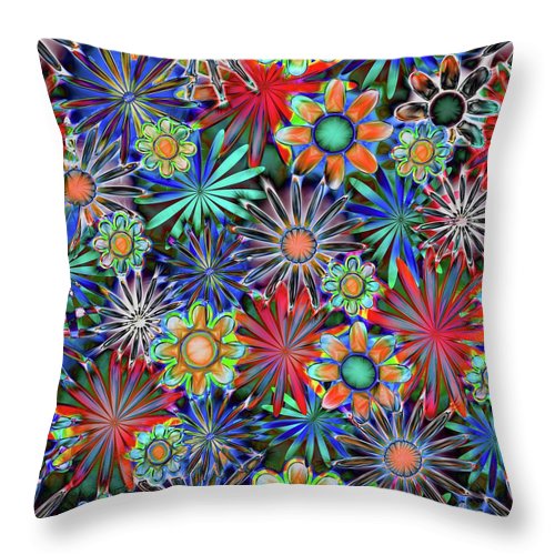 Tropical Daisies Collage - Throw Pillow