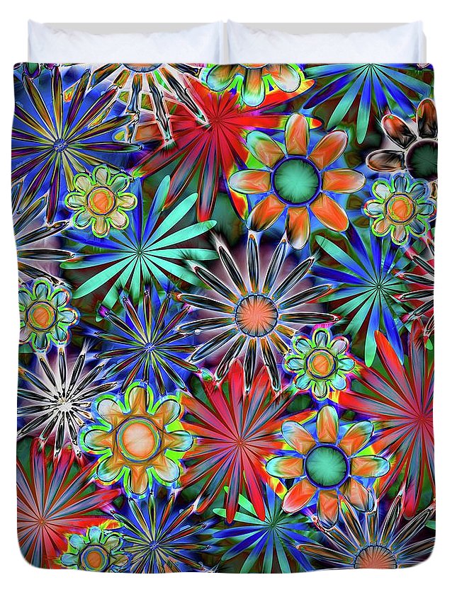 Tropical Daisies Collage - Duvet Cover