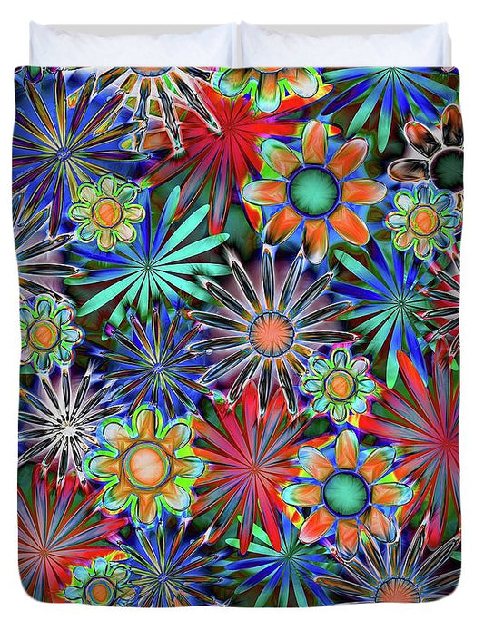 Tropical Daisies Collage - Duvet Cover