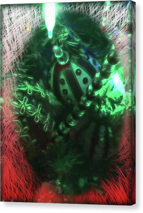 Victorian Green Christmas Through The Window - Canvas Print