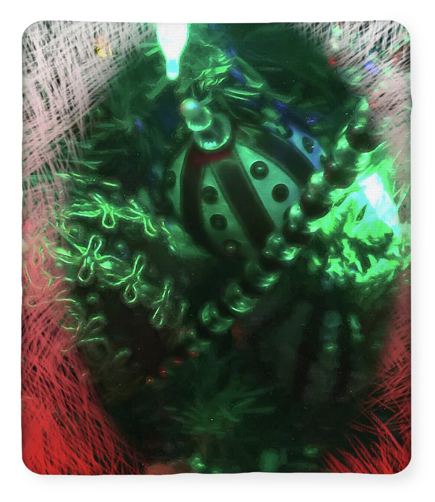 Victorian Green Christmas Through The Window - Blanket