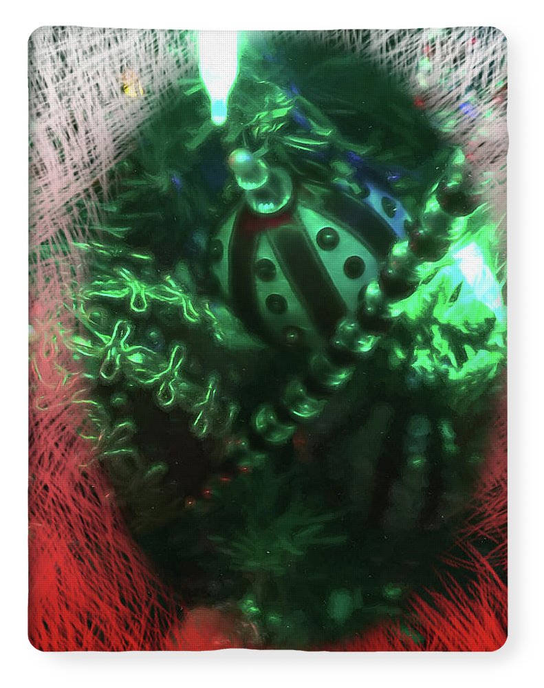 Victorian Green Christmas Through The Window - Blanket