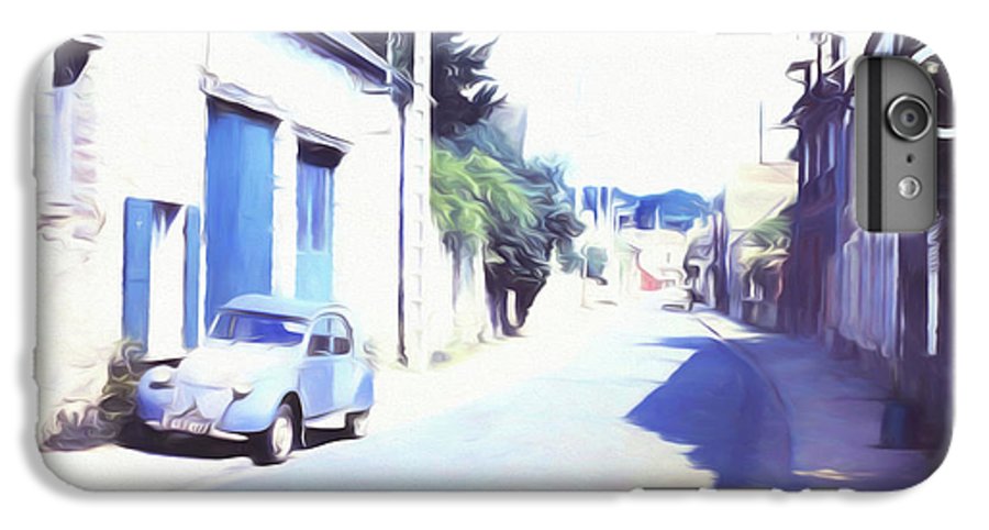 Vintage Travel Blue Car on The Street - Phone Case