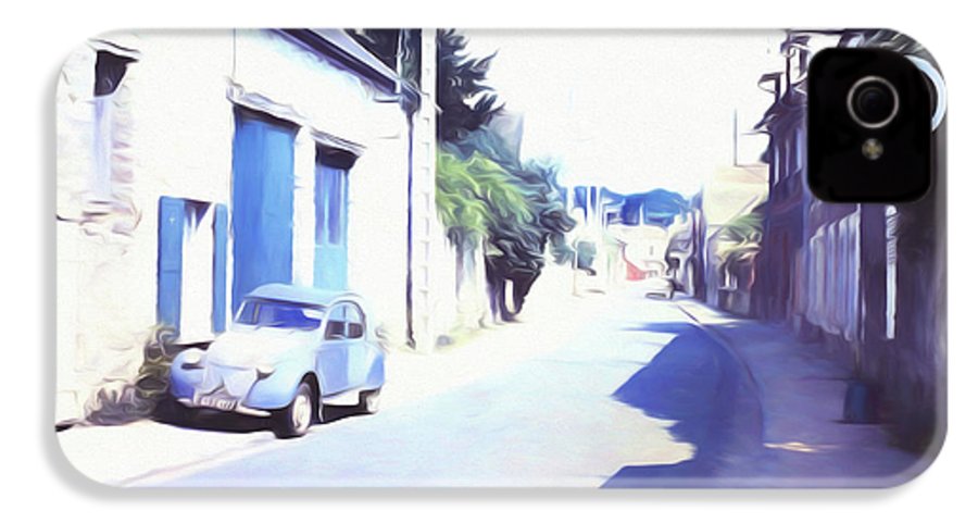 Vintage Travel Blue Car on The Street - Phone Case
