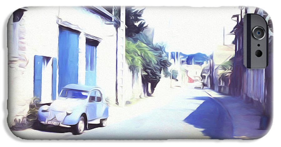 Vintage Travel Blue Car on The Street - Phone Case