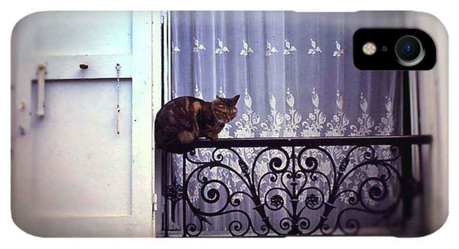 Vintage Travel Cat on a French Balcony 1967 - Phone Case