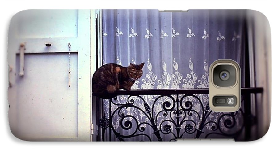 Vintage Travel Cat on a French Balcony 1967 - Phone Case