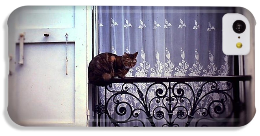 Vintage Travel Cat on a French Balcony 1967 - Phone Case