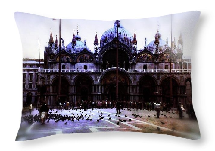 Vintage Travel Cathedral San Marco - Throw Pillow
