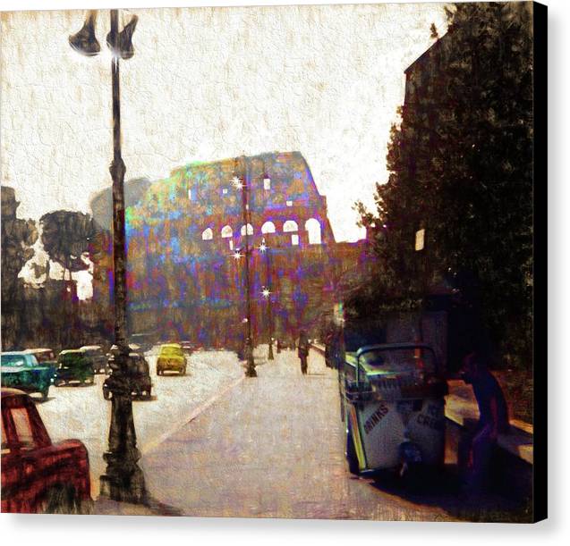 Vintage Travel Down The Street From The Colosseum - Canvas Print