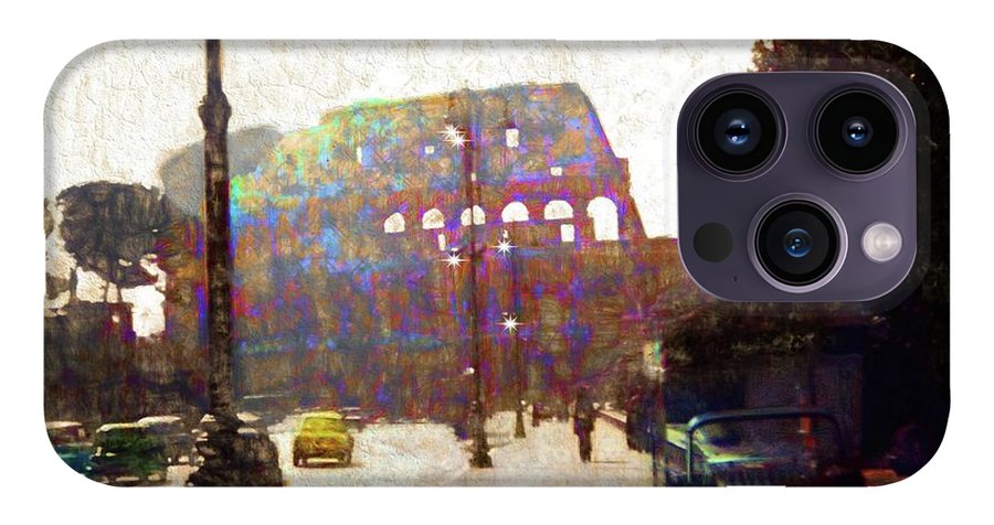Vintage Travel Down The Street From The Colosseum - Phone Case
