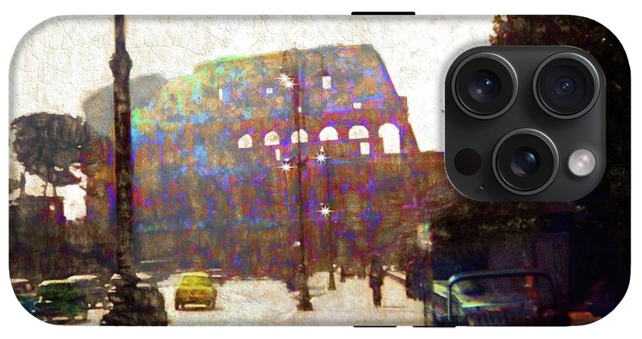 Vintage Travel Down The Street From The Colosseum - Phone Case
