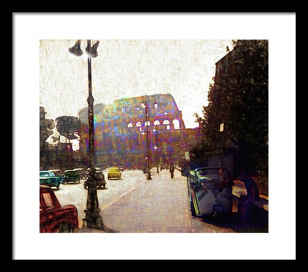 Vintage Travel Down The Street From The Colosseum - Framed Print