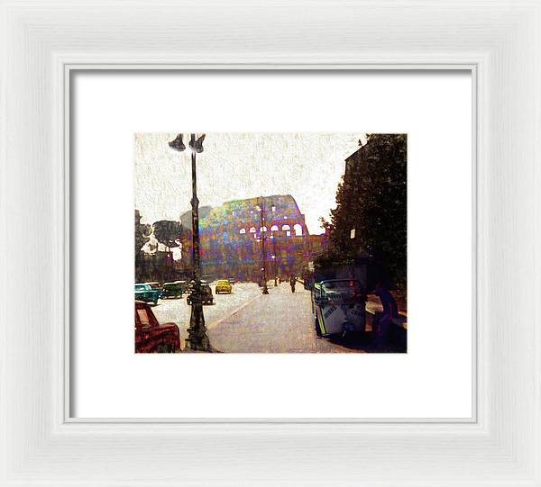Vintage Travel Down The Street From The Colosseum - Framed Print