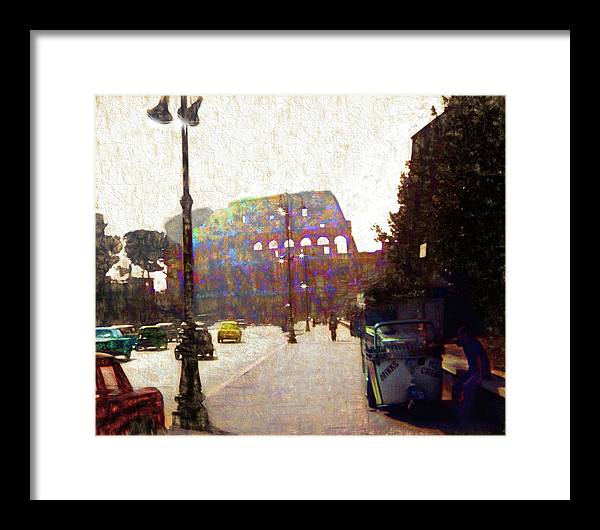 Vintage Travel Down The Street From The Colosseum - Framed Print