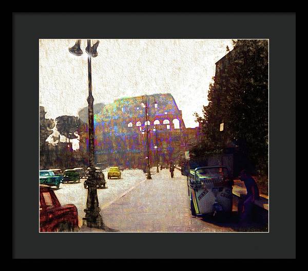 Vintage Travel Down The Street From The Colosseum - Framed Print