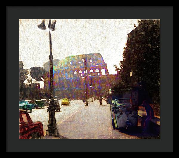 Vintage Travel Down The Street From The Colosseum - Framed Print