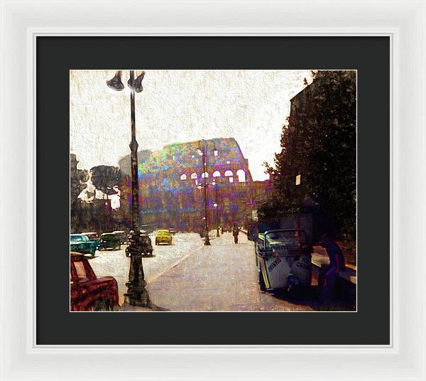 Vintage Travel Down The Street From The Colosseum - Framed Print