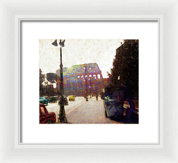 Vintage Travel Down The Street From The Colosseum - Framed Print