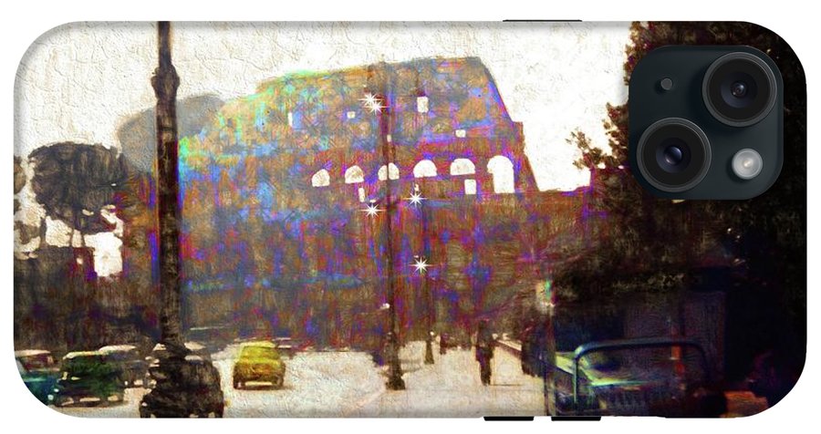 Vintage Travel Down The Street From The Colosseum - Phone Case