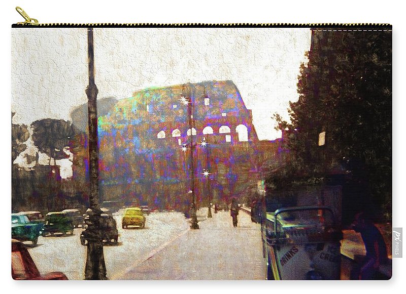 Vintage Travel Down The Street From The Colosseum - Carry-All Pouch