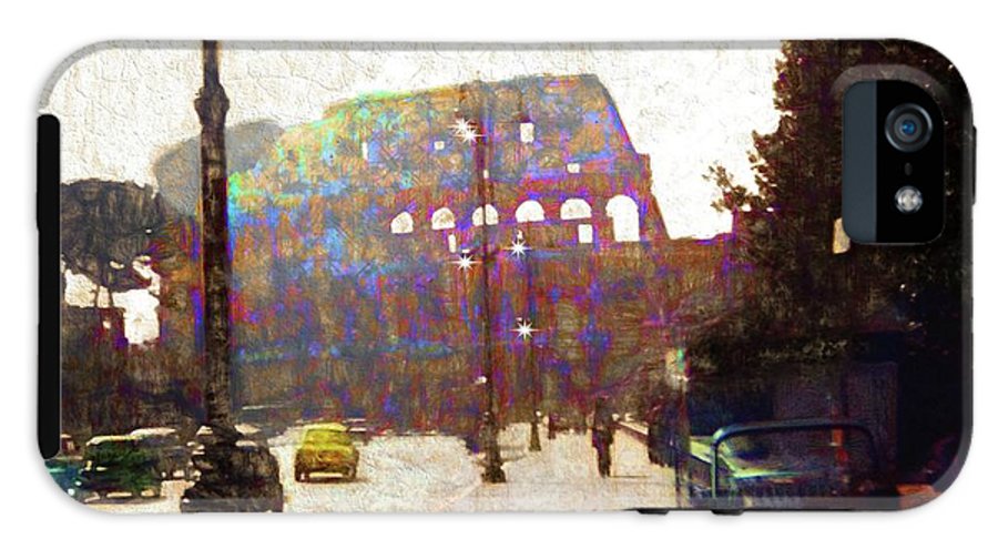 Vintage Travel Down The Street From The Colosseum - Phone Case
