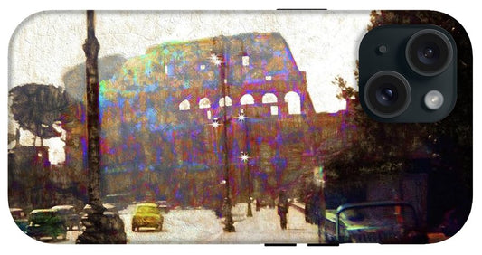 Vintage Travel Down The Street From The Colosseum - Phone Case
