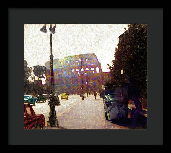 Vintage Travel Down The Street From The Colosseum - Framed Print