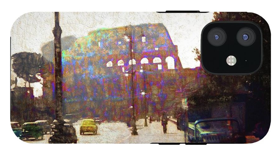 Vintage Travel Down The Street From The Colosseum - Phone Case