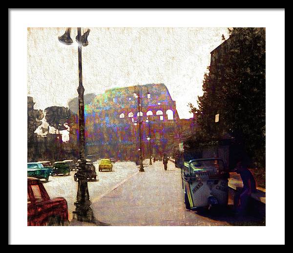 Vintage Travel Down The Street From The Colosseum - Framed Print