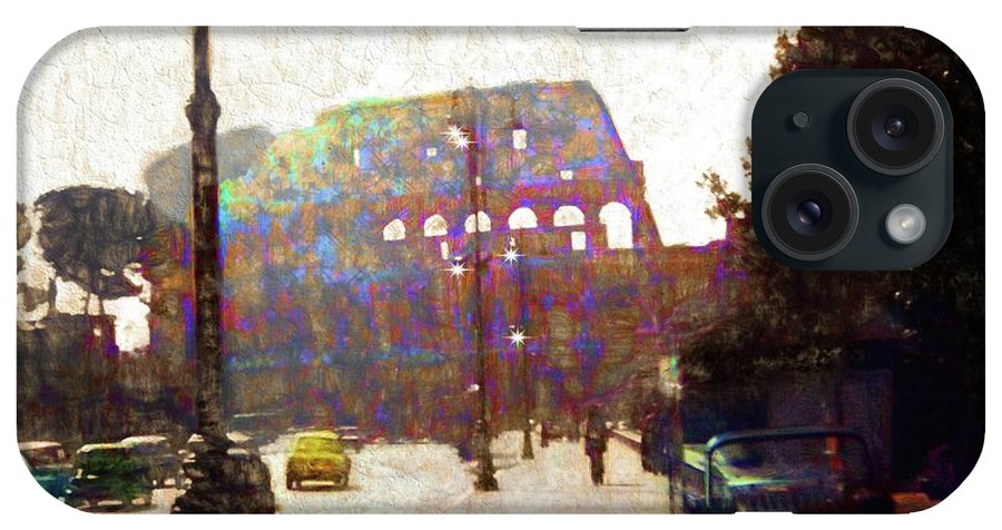 Vintage Travel Down The Street From The Colosseum - Phone Case