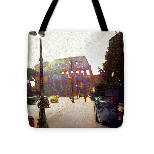 Vintage Travel Down The Street From The Colosseum - Tote Bag