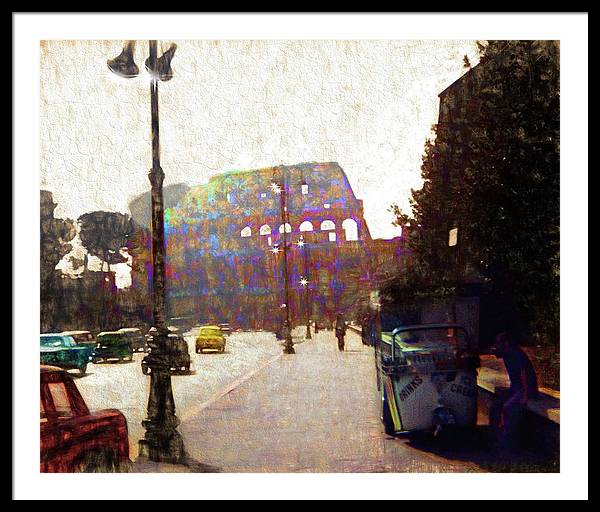 Vintage Travel Down The Street From The Colosseum - Framed Print