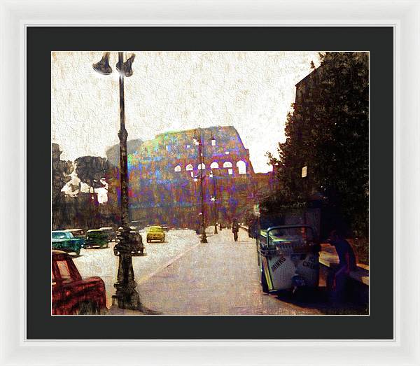 Vintage Travel Down The Street From The Colosseum - Framed Print
