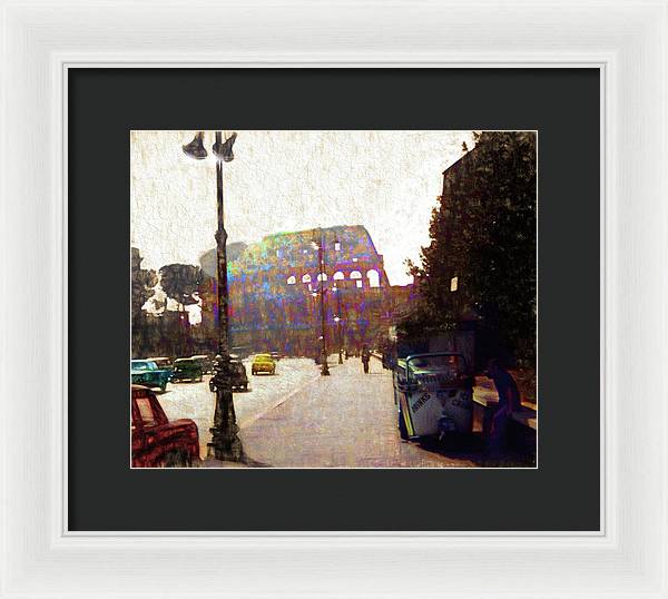 Vintage Travel Down The Street From The Colosseum - Framed Print