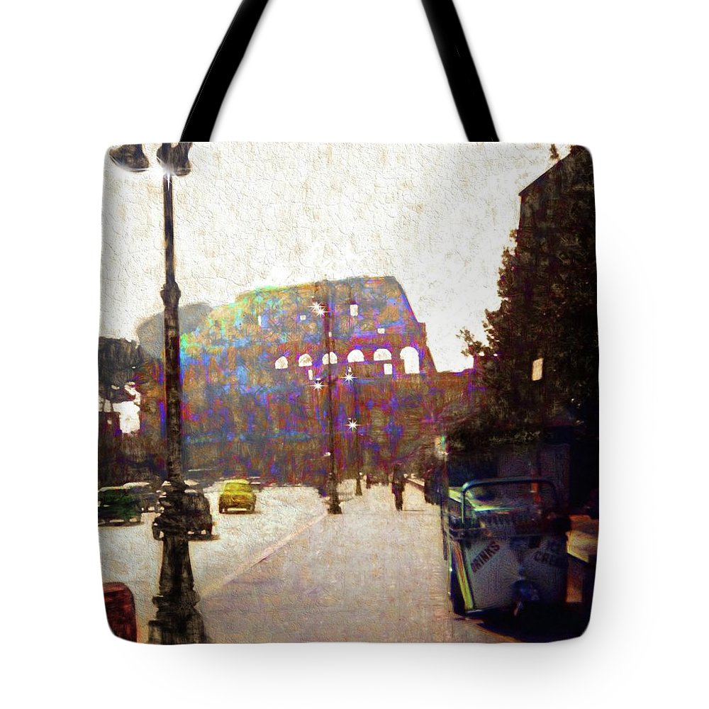 Vintage Travel Down The Street From The Colosseum - Tote Bag