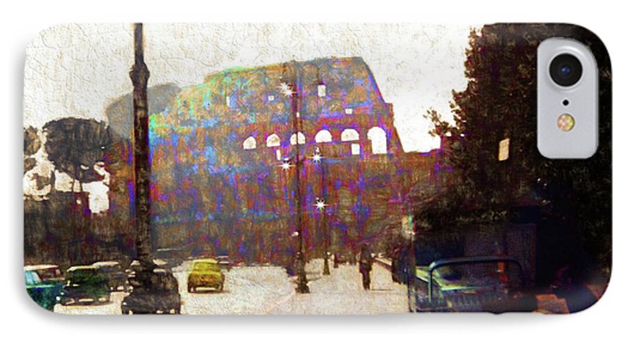 Vintage Travel Down The Street From The Colosseum - Phone Case