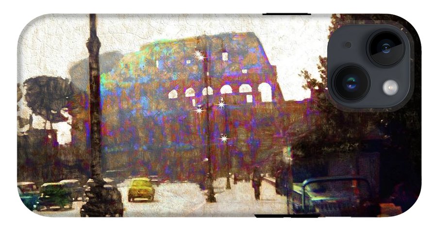 Vintage Travel Down The Street From The Colosseum - Phone Case