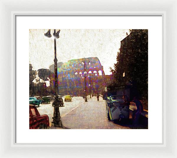 Vintage Travel Down The Street From The Colosseum - Framed Print